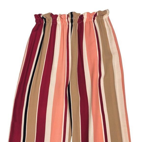 See You Monday Wide Leg Pants Womens Size Small Stripped Paperbag Tie Front Pant - Picture 5 of 12